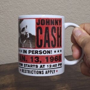 Rare & Hard To Find Johnny Cash Live From Folsom State 11 oz Porcelain Mug.